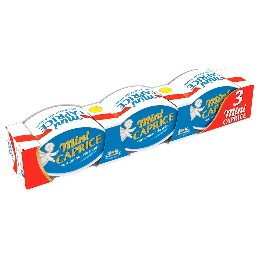 Le format étui de trois mini fromages