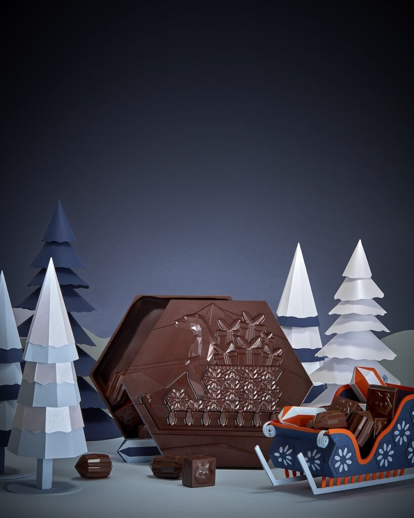 Le traineau du Père Noël plein de bons chocolats signés Ducasse